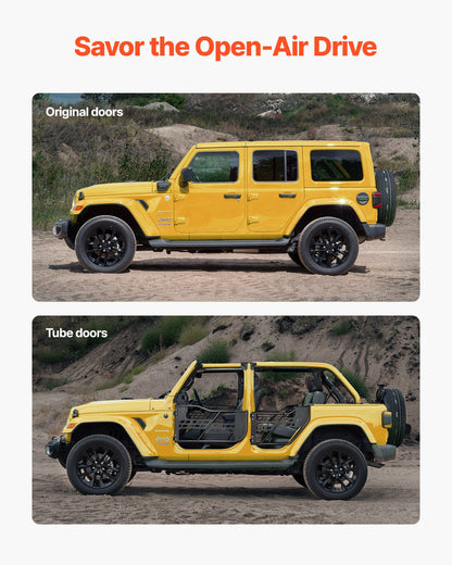 Jeep Tube Doors, 4-Door, Hunting Style Jeep Tubular Door with Heavy-Duty Hinges & OE Latch, Jeep Doors with Rubber Pads, Fit for 2018-2024 Jeep Wrangler JL & 2020-2024 Jeep Gladiator JT - Image 6