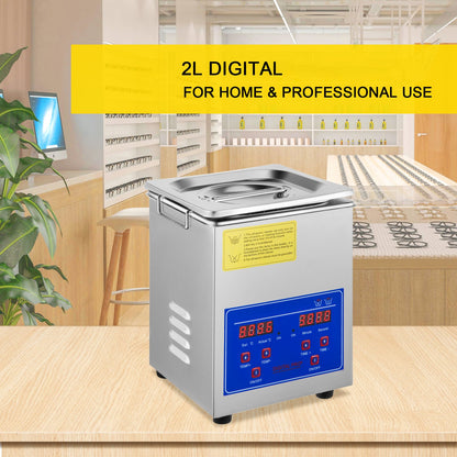 Ultrasonic Cleaner 2L Jewelry Cleaning with Digital Timer Ultrasonic Cleaning Machine for Jewellery Rings Watches Eyeglasses Dentures Coins Metal Parts Commercial and Home Use - Image 2