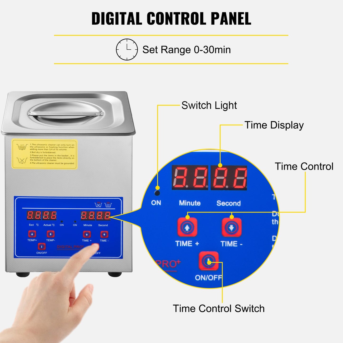 Ultrasonic Cleaner 2L Jewelry Cleaning with Digital Timer Ultrasonic Cleaning Machine for Jewellery Rings Watches Eyeglasses Dentures Coins Metal Parts Commercial and Home Use - Image 5