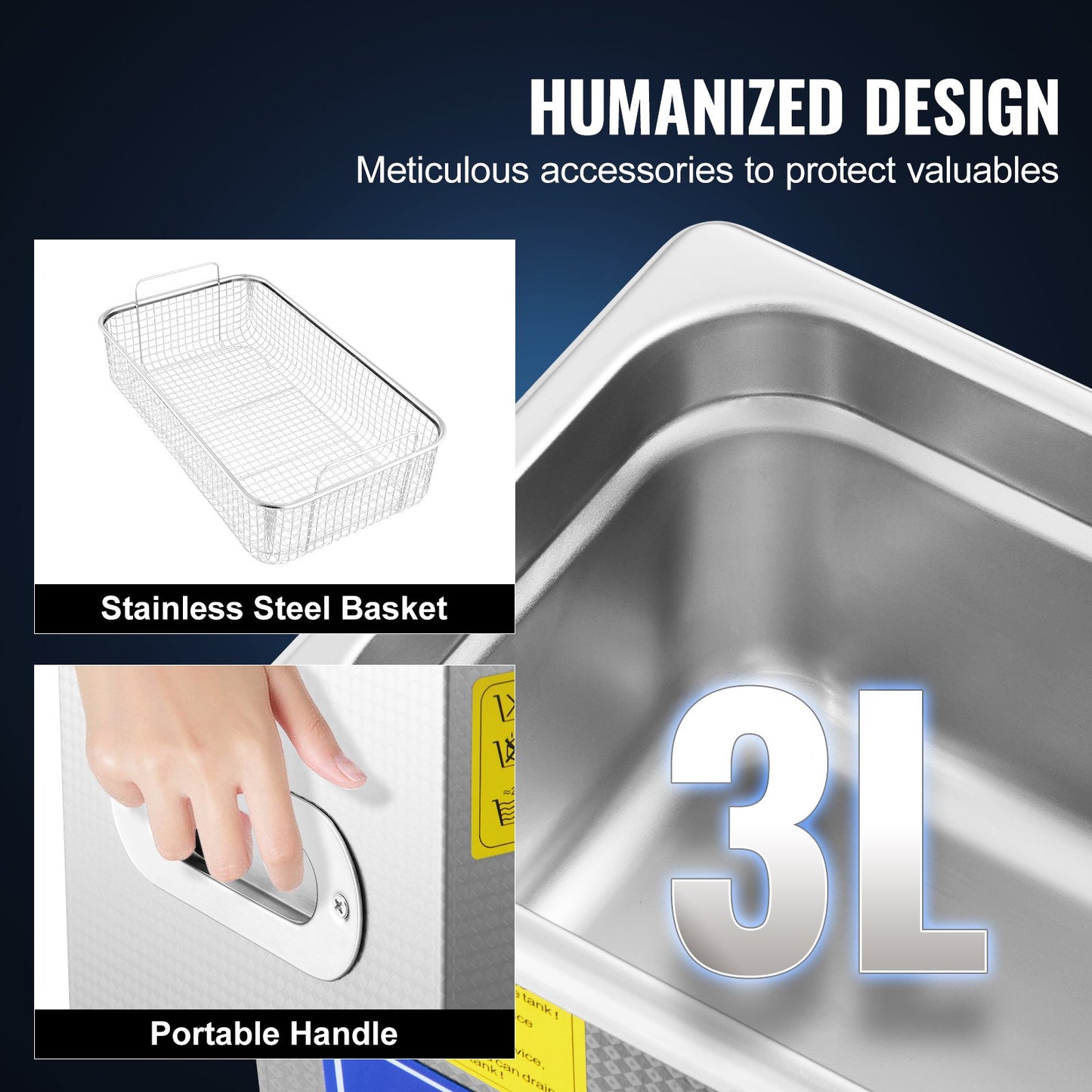 Ultrasonic Cleaner Machine 3L Stainless Steel Ultrasonic Cleaning Machine Digital Heater Timer Jewelry Cleaning for Commercial Personal Home Use (3L) - Image 4