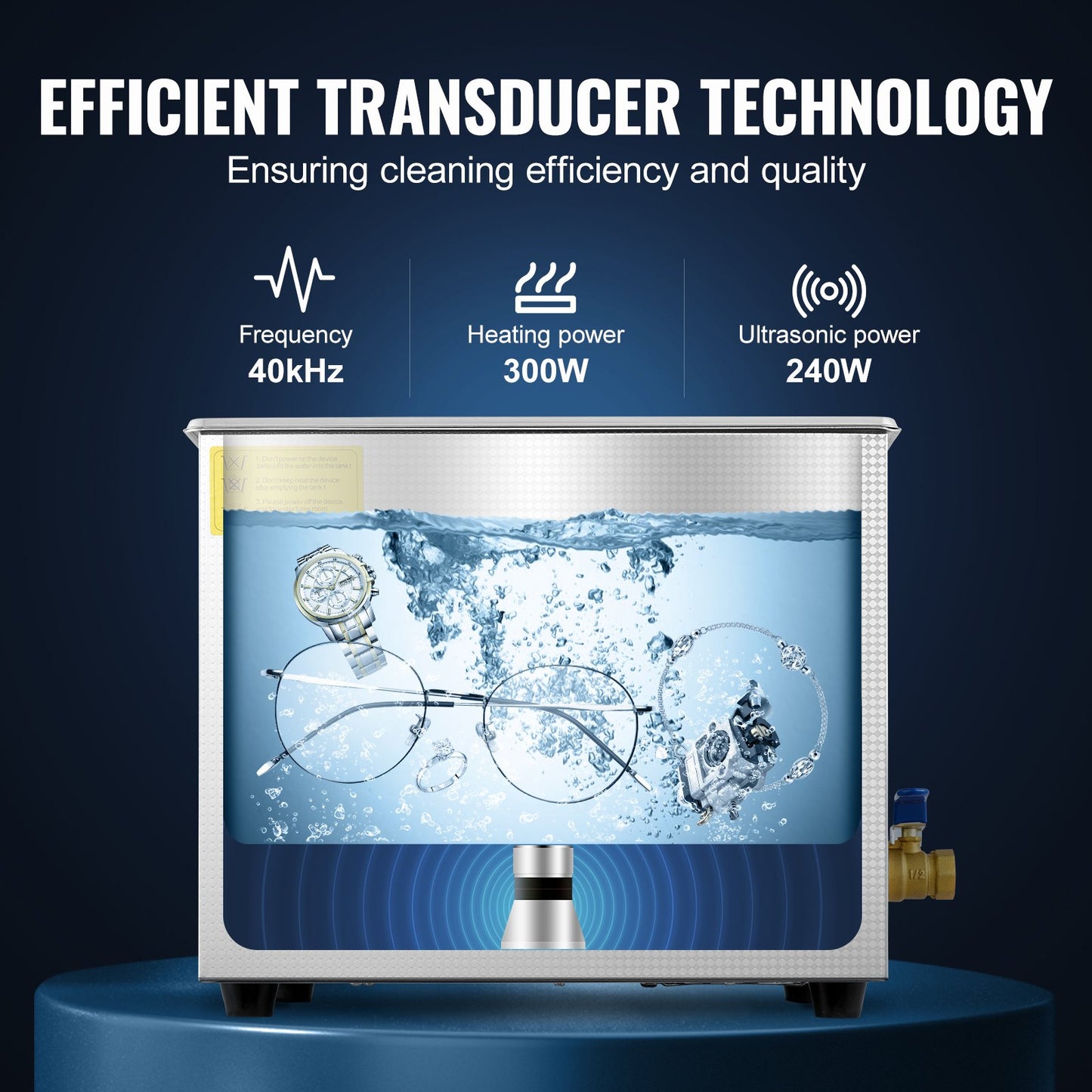 Ultrasonic Cleaner 10L Jewelry Cleaning with Digital Timer Ultrasonic Cleaning Machine for Jewellery Rings Watches Eyeglasses Dentures Coins Metal Parts Commercial and Home Use Silver - Image 3