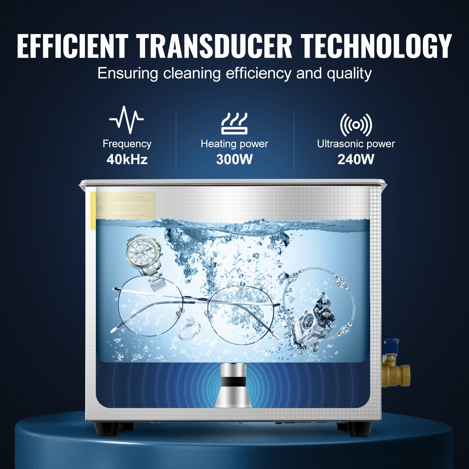 Ultrasonic Cleaner 10L Jewelry Cleaning with Digital Timer Ultrasonic Cleaning Machine for Jewellery Rings Watches Eyeglasses Dentures Coins Metal Parts Commercial and Home Use Silver - Image 3