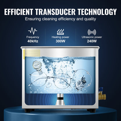 Ultrasonic Cleaner 10L Jewelry Cleaning with Digital Timer Ultrasonic Cleaning Machine for Jewellery Rings Watches Eyeglasses Dentures Coins Metal Parts Commercial and Home Use Silver - Image 3