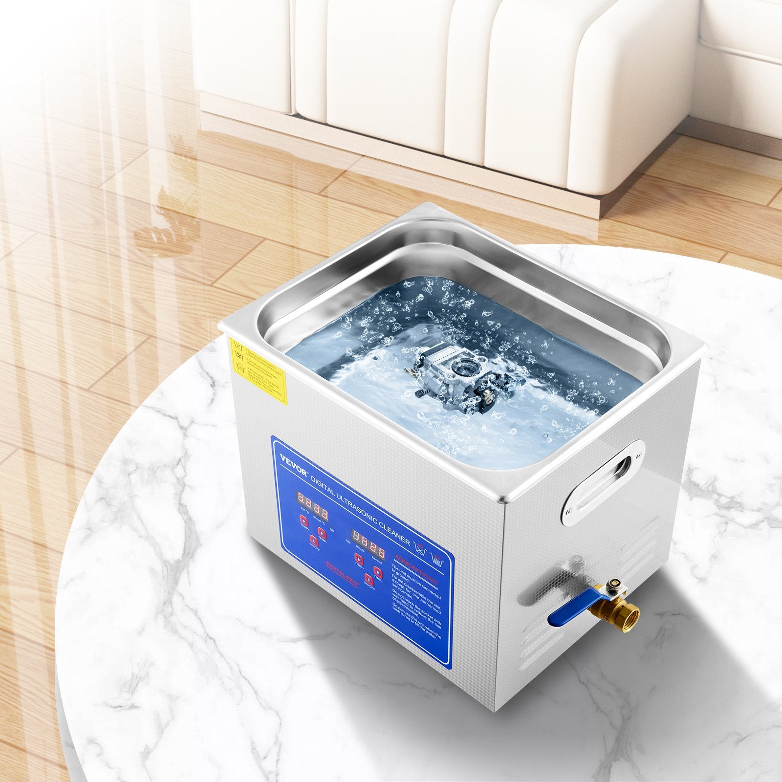 Ultrasonic Cleaner 10L Jewelry Cleaning with Digital Timer Ultrasonic Cleaning Machine for Jewellery Rings Watches Eyeglasses Dentures Coins Metal Parts Commercial and Home Use Silver - Image 8