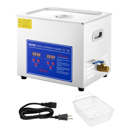 Ultrasonic Cleaner 10L Jewelry Cleaning with Digital Timer Ultrasonic Cleaning Machine for Jewellery Rings Watches Eyeglasses Dentures Coins Metal Parts Commercial and Home Use Silver - Image 9