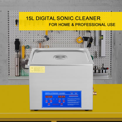 Powerful Stainless Steel 13.5-15 L Liters Ultrasonic Cleaner 360W Digital Heater Timer - Image 2