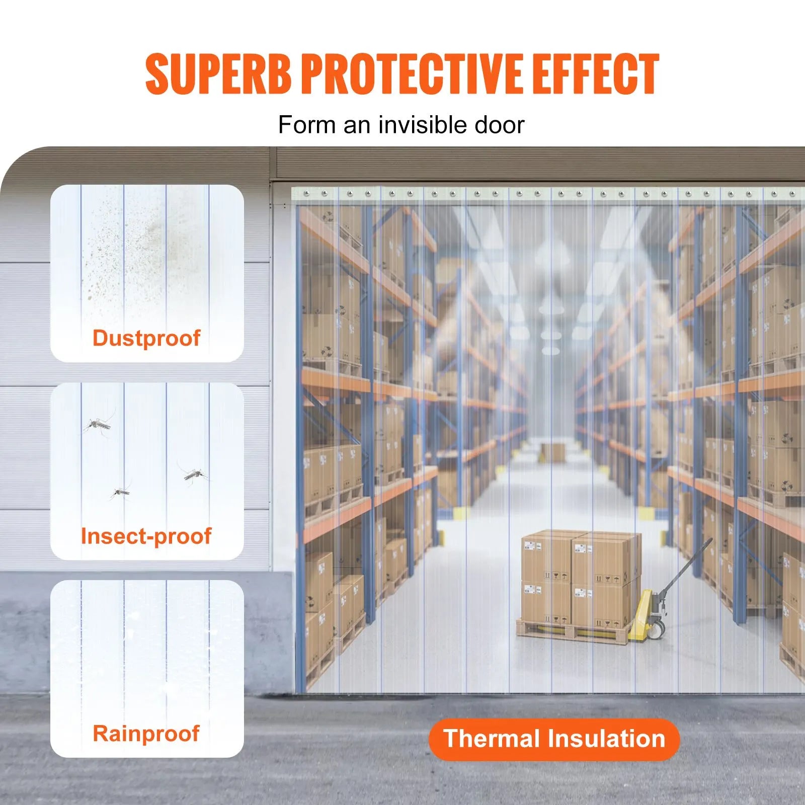 Strip Curtain, 4572 cm Length x 20 cm Width x 2 mm Thickness, Clear Ribbed PVC Curtain Strip Door Bulk Roll, Plastic Door Strips for Doorways of Supermarket, Garage, Warehouse, Barn, Pet House - Image 3