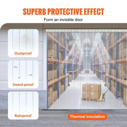 Strip Curtain, 4572 cm Length x 20 cm Width x 2 mm Thickness, Clear Ribbed PVC Curtain Strip Door Bulk Roll, Plastic Door Strips for Doorways of Supermarket, Garage, Warehouse, Barn, Pet House - Image 3
