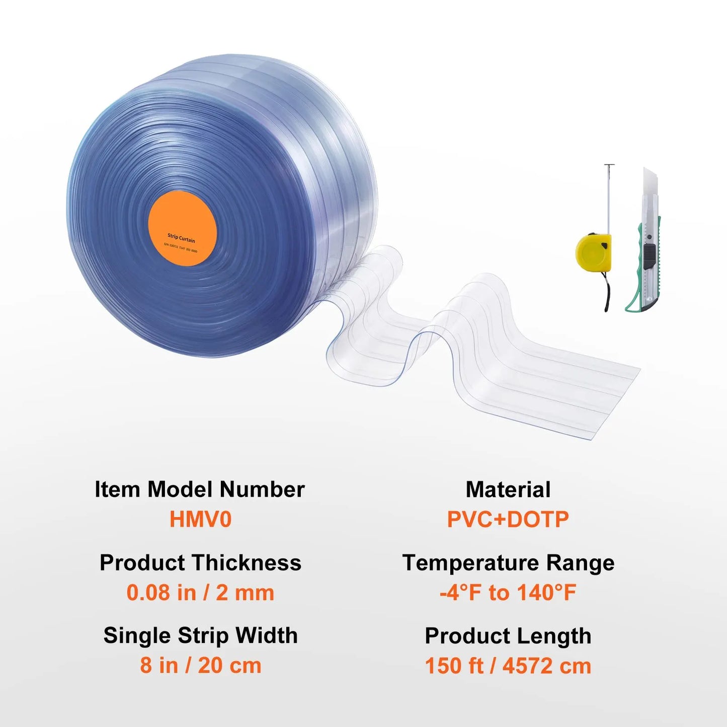 Strip Curtain, 4572 cm Length x 20 cm Width x 2 mm Thickness, Clear Ribbed PVC Curtain Strip Door Bulk Roll, Plastic Door Strips for Doorways of Supermarket, Garage, Warehouse, Barn, Pet House - Image 7