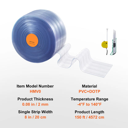Strip Curtain, 4572 cm Length x 20 cm Width x 2 mm Thickness, Clear Ribbed PVC Curtain Strip Door Bulk Roll, Plastic Door Strips for Doorways of Supermarket, Garage, Warehouse, Barn, Pet House - Image 7