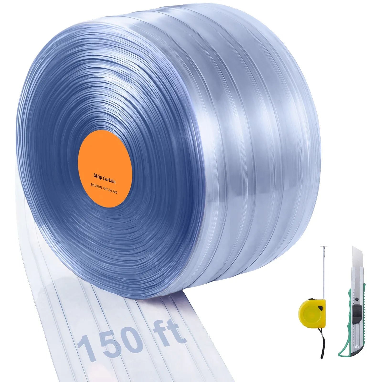 Strip Curtain, 4572 cm Length x 20 cm Width x 2 mm Thickness, Clear Ribbed PVC Curtain Strip Door Bulk Roll, Plastic Door Strips for Doorways of Supermarket, Garage, Warehouse, Barn, Pet House - Image 9