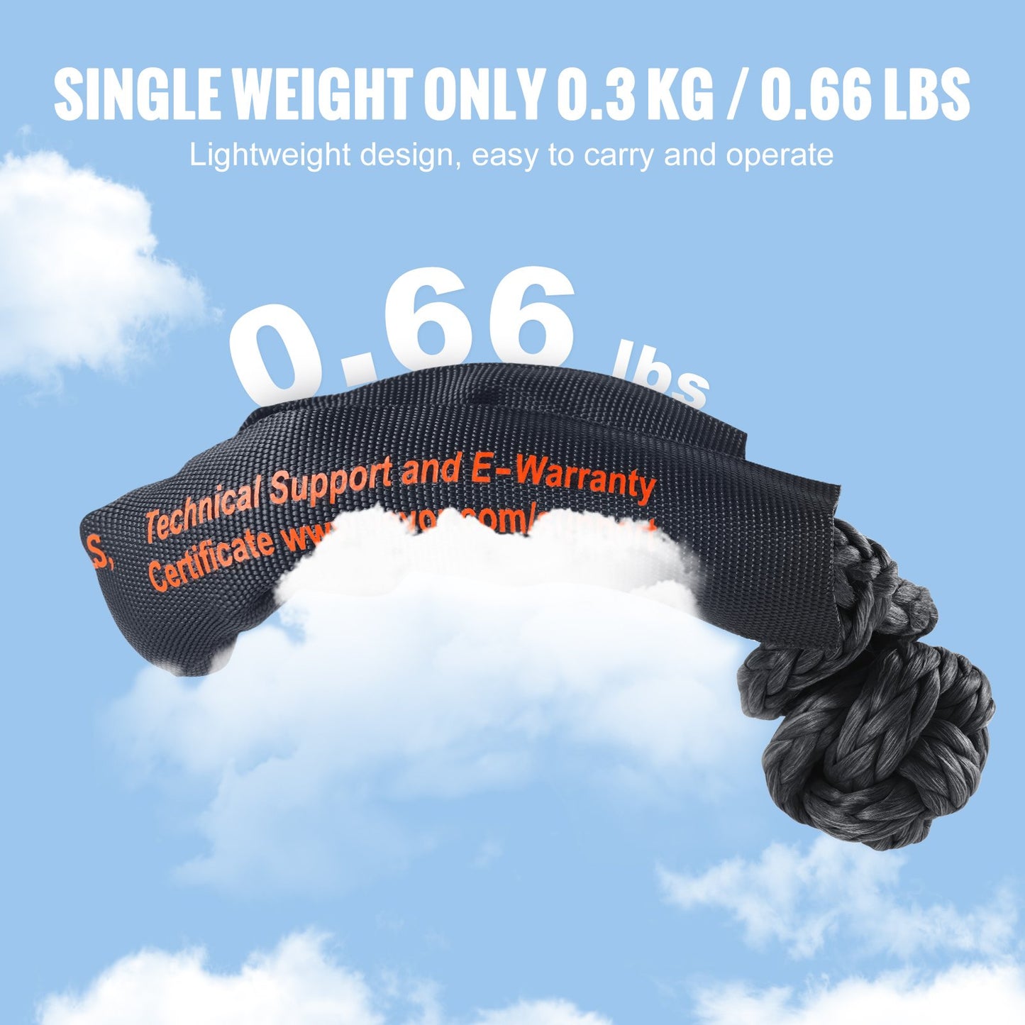 Synthetic Soft Shackle Rope, 2 Pack 12.7 x 558.8 mm 20 Ton Breaking Strength, Recovery Tow Shackles with Extra 2 Sleeves and Storage Bag for UTV, ATV, Trucks, Jeep, Off-Road Vehicles, Black - Image 4