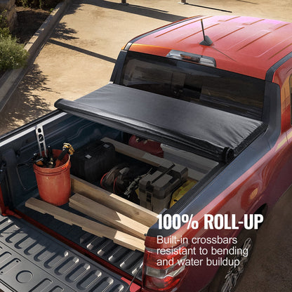 Truck Bed Cover, Roll Up Truck Bed Tonneau Cover, Compatible with 2014-2024 Chevy Silverado / GMC Sierra 1500, for 2m x 1.6m / 2m x 1.6m Bed, Soft PVC material, Roll Up Tonneau Cover - Image 3