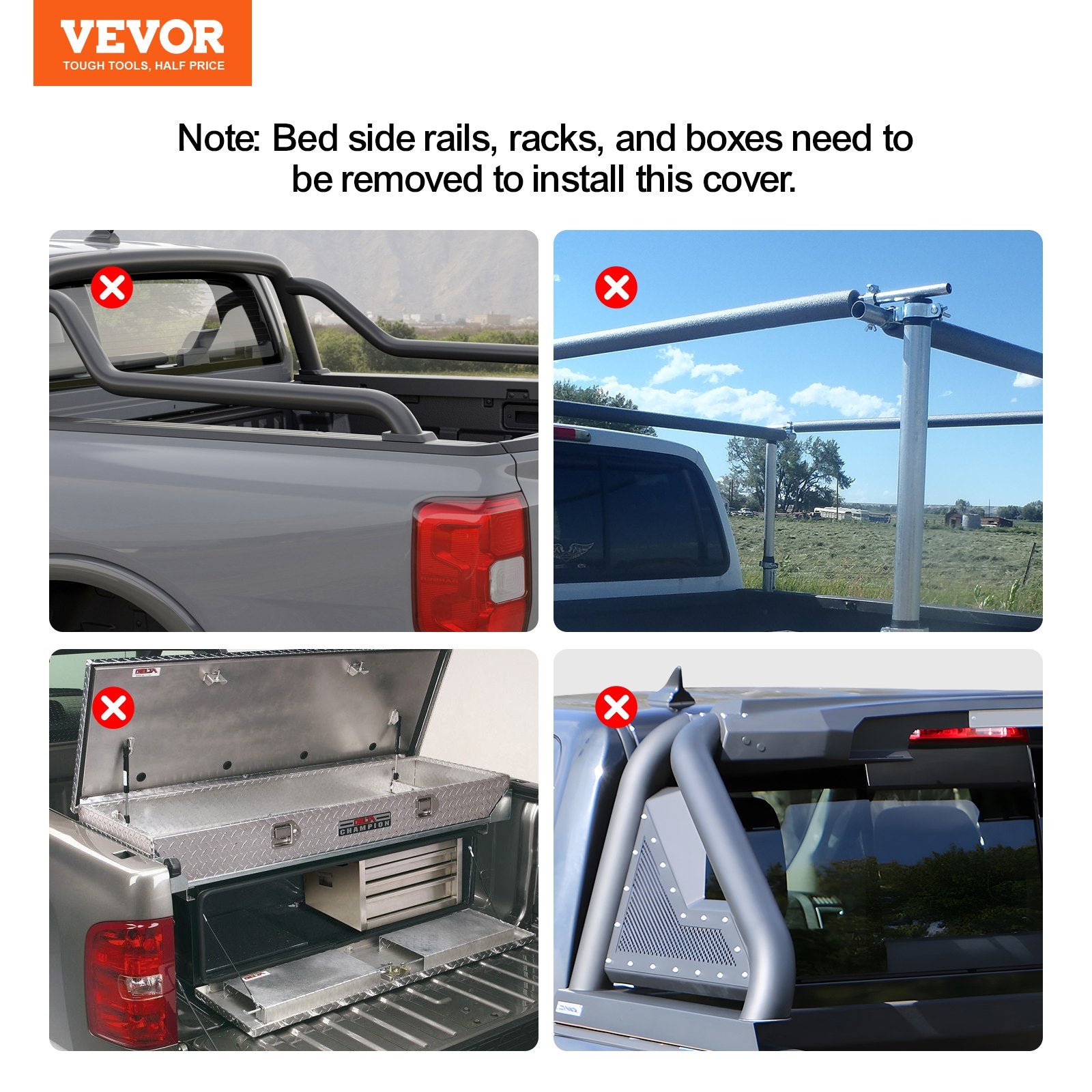 Truck Bed Cover, Roll Up Truck Bed Tonneau Cover, Compatible with 2014-2024 Chevy Silverado / GMC Sierra 1500, for 2m x 1.6m / 2m x 1.6m Bed, Soft PVC material, Roll Up Tonneau Cover - Image 7