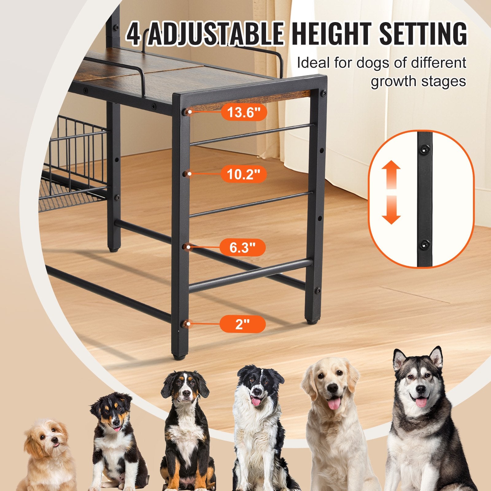 Pet Feeding Station with Storage Dog Food & Toy Organizer Raised Dog Bowls - Image 3