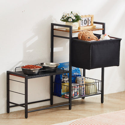 Pet Feeding Station with Storage Dog Food & Toy Organizer Raised Dog Bowls - Image 8