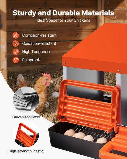 Chicken Nest Box, 3-Compartment, 15 to 30 in Stable & Corrosion-Resistant Metal Nesting Boxes with Inclined Nesting Boxes, Bottom Holes & Resting Platform, Fit for Different Chicken Breeds - Image 3