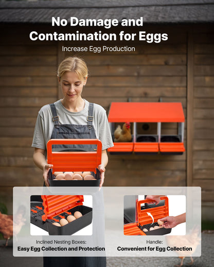Chicken Nest Box, 3-Compartment, 15 to 30 in Stable & Corrosion-Resistant Metal Nesting Boxes with Inclined Nesting Boxes, Bottom Holes & Resting Platform, Fit for Different Chicken Breeds - Image 4