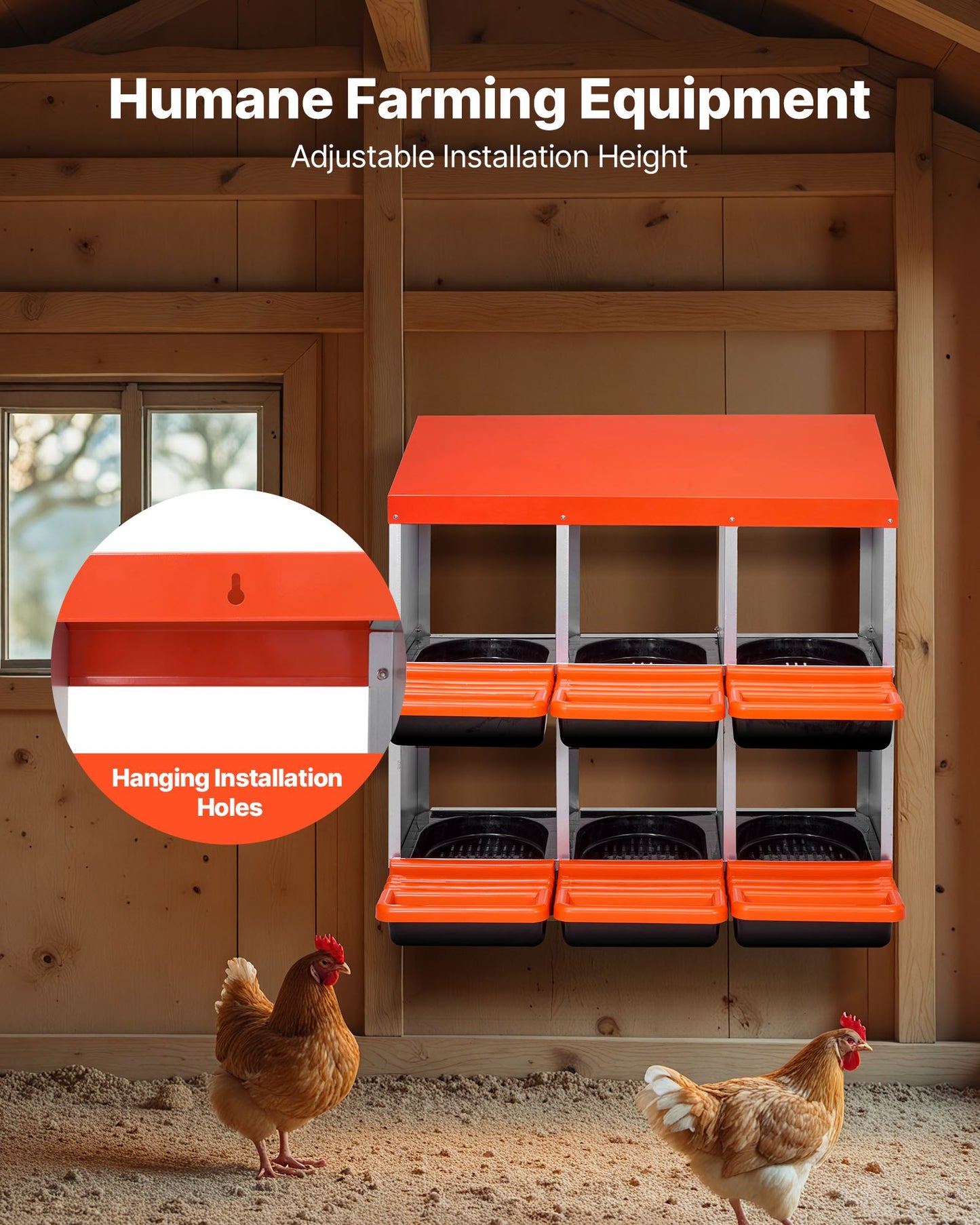2 Tiers Chicken Nesting Boxes, 6 Compartments, Metal Egg Laying Boxes with Protective Collection Lids, Roll Out Nesting Box, Easy to Assemble, Ideal for Hens, Ducks, Chickens, and Other Poultry - Image 5