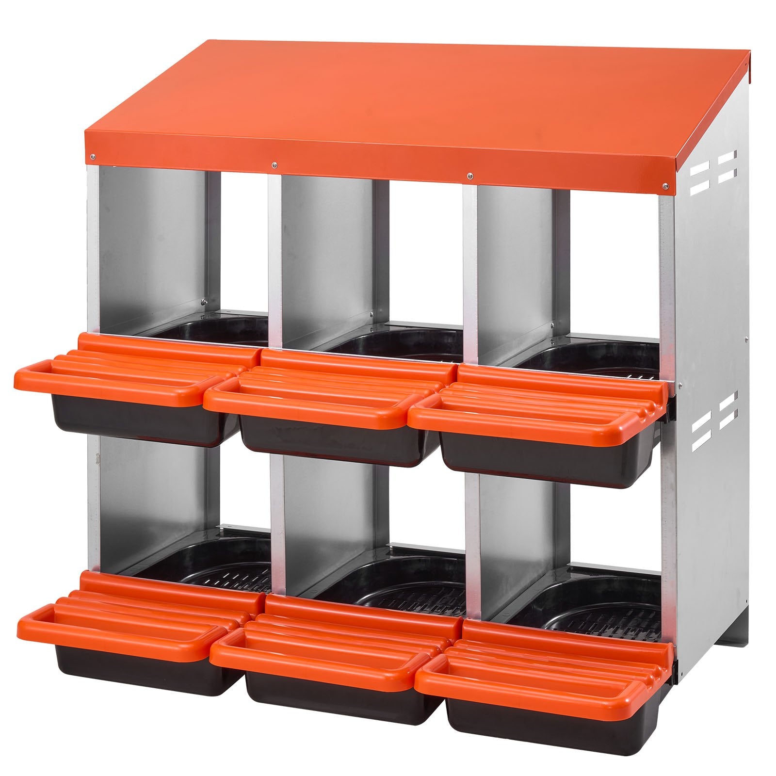 2 Tiers Chicken Nesting Boxes, 6 Compartments, Metal Egg Laying Boxes with Protective Collection Lids, Roll Out Nesting Box, Easy to Assemble, Ideal for Hens, Ducks, Chickens, and Other Poultry - Image 9