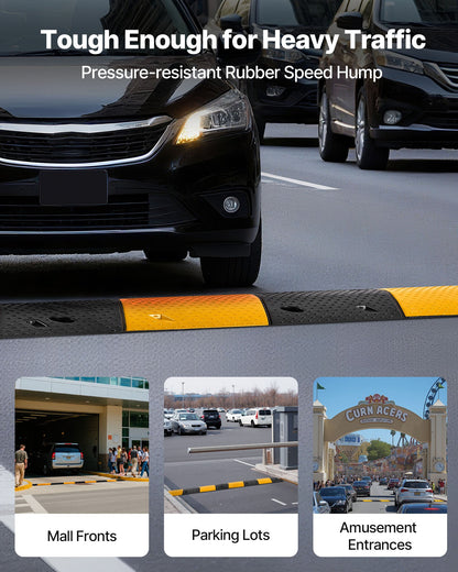 1000MM Rubber Speed Bump, 2 Pack, 2 Channel Heavy Duty Traffic Speed Hump, 9,979 kg/Axle Load Capacity, Cable Protector Ramp with Expansion Screws, for Asphalt Concrete Gravel Driveway and Road - Image 2