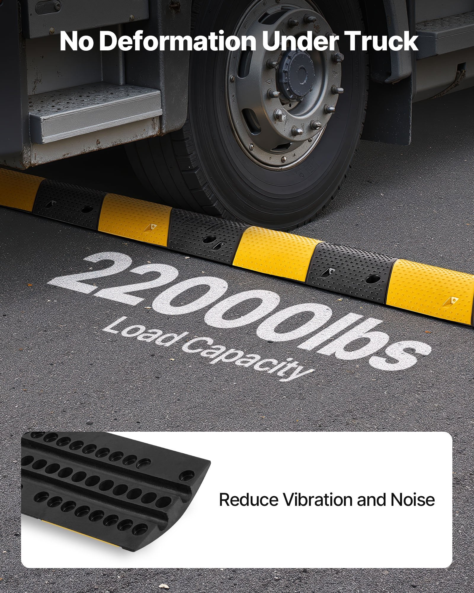 1000MM Rubber Speed Bump, 2 Pack, 2 Channel Heavy Duty Traffic Speed Hump, 9,979 kg/Axle Load Capacity, Cable Protector Ramp with Expansion Screws, for Asphalt Concrete Gravel Driveway and Road - Image 3