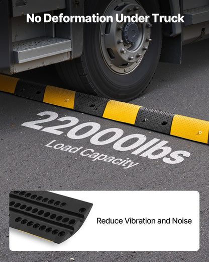 1000MM Rubber Speed Bump, 2 Pack, 2 Channel Heavy Duty Traffic Speed Hump, 9,979 kg/Axle Load Capacity, Cable Protector Ramp with Expansion Screws, for Asphalt Concrete Gravel Driveway and Road - Image 3