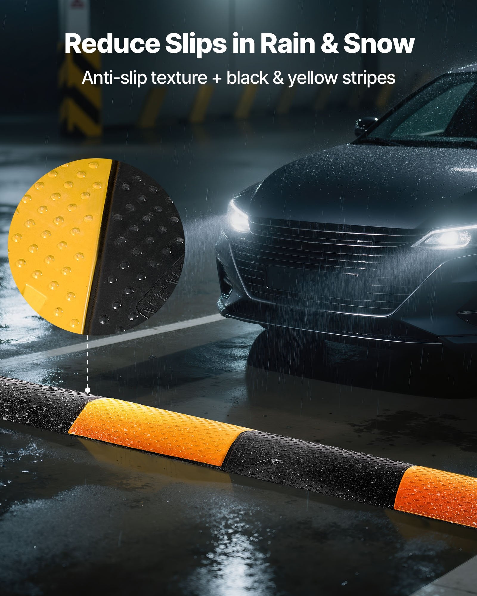 1000MM Rubber Speed Bump, 2 Pack, 2 Channel Heavy Duty Traffic Speed Hump, 9,979 kg/Axle Load Capacity, Cable Protector Ramp with Expansion Screws, for Asphalt Concrete Gravel Driveway and Road - Image 5