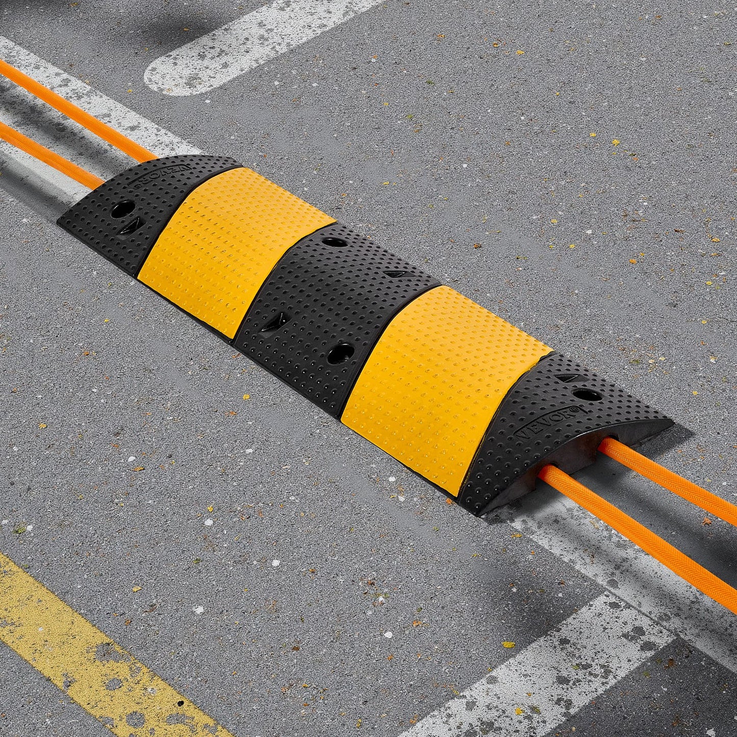 1000MM Rubber Speed Bump, 2 Pack, 2 Channel Heavy Duty Traffic Speed Hump, 9,979 kg/Axle Load Capacity, Cable Protector Ramp with Expansion Screws, for Asphalt Concrete Gravel Driveway and Road - Image 8