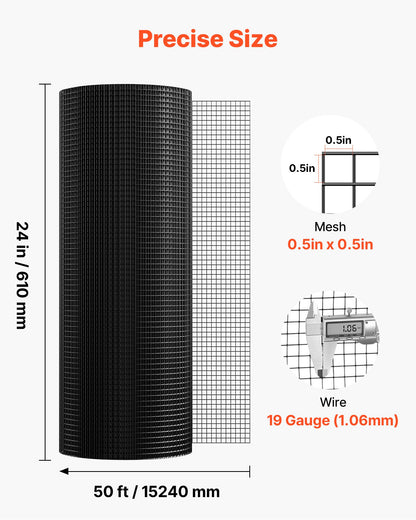 Hardware Cloth 61cm x 15.2m, 1/2 in 19 Gauge Galvanized Wire Mesh Roll, Weather-Resistant Vinyl Coated Chicken Wire Fencing, Heavy Duty Welded Garden Plant Fencing for Rabbit Cage Snake Fence - Image 3