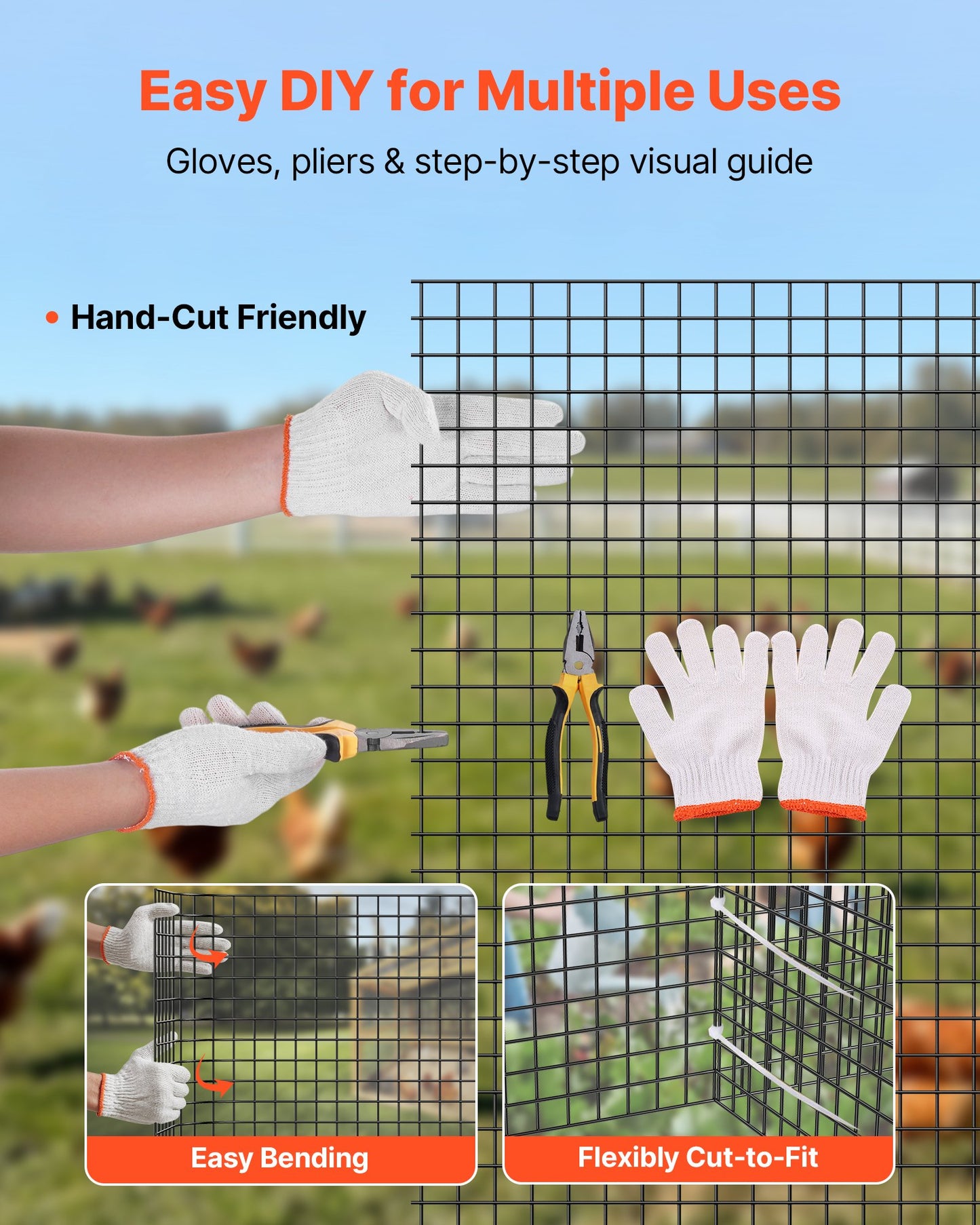 Hardware Cloth 61cm x 15.2m, 1/2 in 19 Gauge Galvanized Wire Mesh Roll, Weather-Resistant Vinyl Coated Chicken Wire Fencing, Heavy Duty Welded Garden Plant Fencing for Rabbit Cage Snake Fence - Image 6