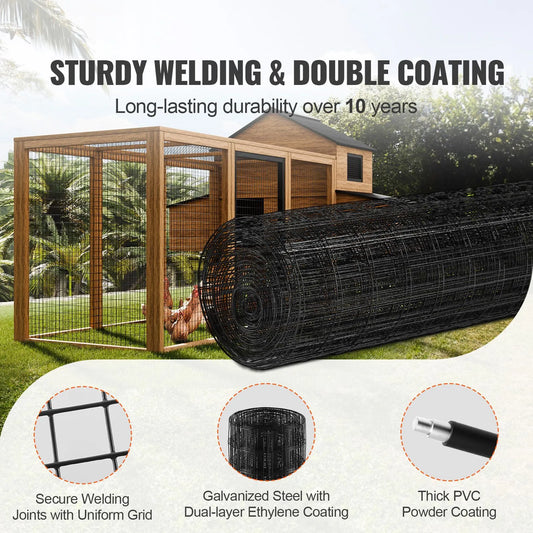 Hardware Cloth, 24'' x 50' Galvanized Wire Mesh Roll, 16 Gauge Chicken Wire Fence Roll, Vinyl Coating Metal Wire Mesh for Chicken Coop Barrier, Rabbit Snake Fences, Poultry Enclosures - Image 2