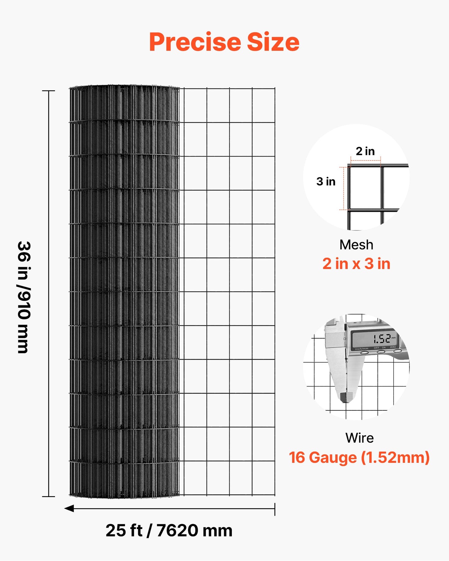 Hardware Cloth 91cm x 7.62m, 2 x 3 in Mesh 16 Gauge Galvanized Wire Mesh Roll, Weather-Resistant Vinyl Coated Chicken Wire Fencing, Heavy Duty Welded Garden Plant Fencing for Rabbit Cage Snake - Image 3