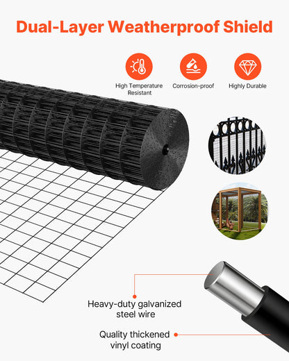 Hardware Cloth 91cm x 7.62m, 2 x 3 in Mesh 16 Gauge Galvanized Wire Mesh Roll, Weather-Resistant Vinyl Coated Chicken Wire Fencing, Heavy Duty Welded Garden Plant Fencing for Rabbit Cage Snake - Image 4