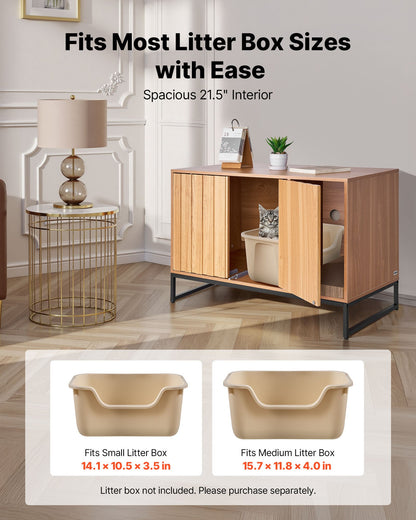 Cat Litter Box Enclosure Furniture, 80 cm Hidden Litter Box Cabinet with Scratch Pad & Storage, Waterproof Cat Washroom End Table Cat House, Fit Most of Litterbox, for Bedroom Living Room - Image 4
