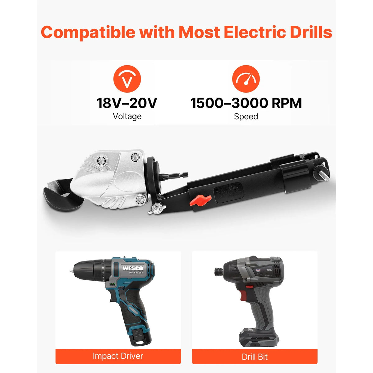 Metal Shear/Cutter Drill Attachment, Sheet Metal Cutter with 360-Degree Pivoting Head, Sharp Blades,Ideal for 18 GA Galvanized Steel, 20 GA Stainless Steel, Aluminum Plate, Plastic, Cardboard - Image 5
