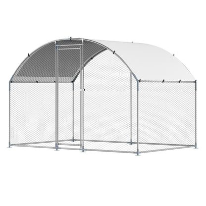Metal Chicken Coop, 9.8x6.5x6.5ft Large Walk-in Chicken Runs with Cover, Doom Roof Hen House Enclosure with Security Lock, Outdoor Duck Rabbit Cage Poultry Pen for Backyard, Farm, Yard
