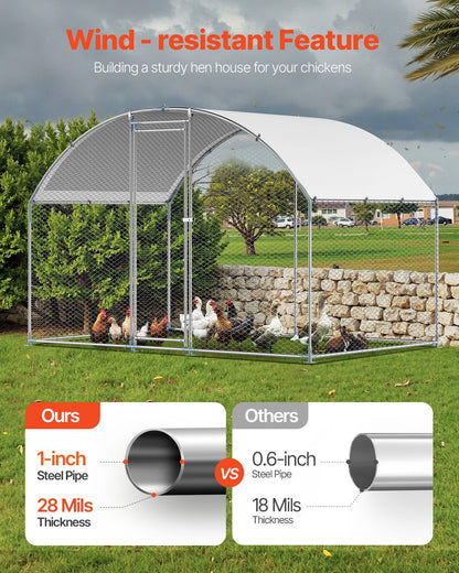 Metal Chicken Coop, 9.8x6.5x6.5ft Large Walk-in Chicken Runs with Cover, Doom Roof Hen House Enclosure with Security Lock, Outdoor Duck Rabbit Cage Poultry Pen for Backyard, Farm, Yard - Image 3