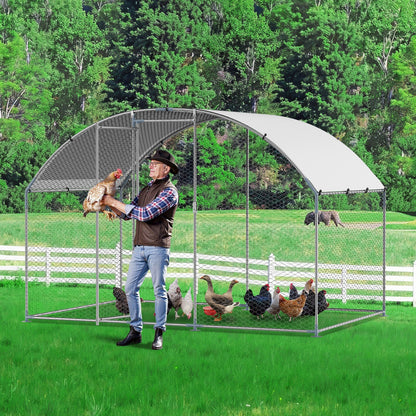 Metal Chicken Coop, 9.8x6.5x6.5ft Large Walk-in Chicken Runs with Cover, Doom Roof Hen House Enclosure with Security Lock, Outdoor Duck Rabbit Cage Poultry Pen for Backyard, Farm, Yard - Image 8