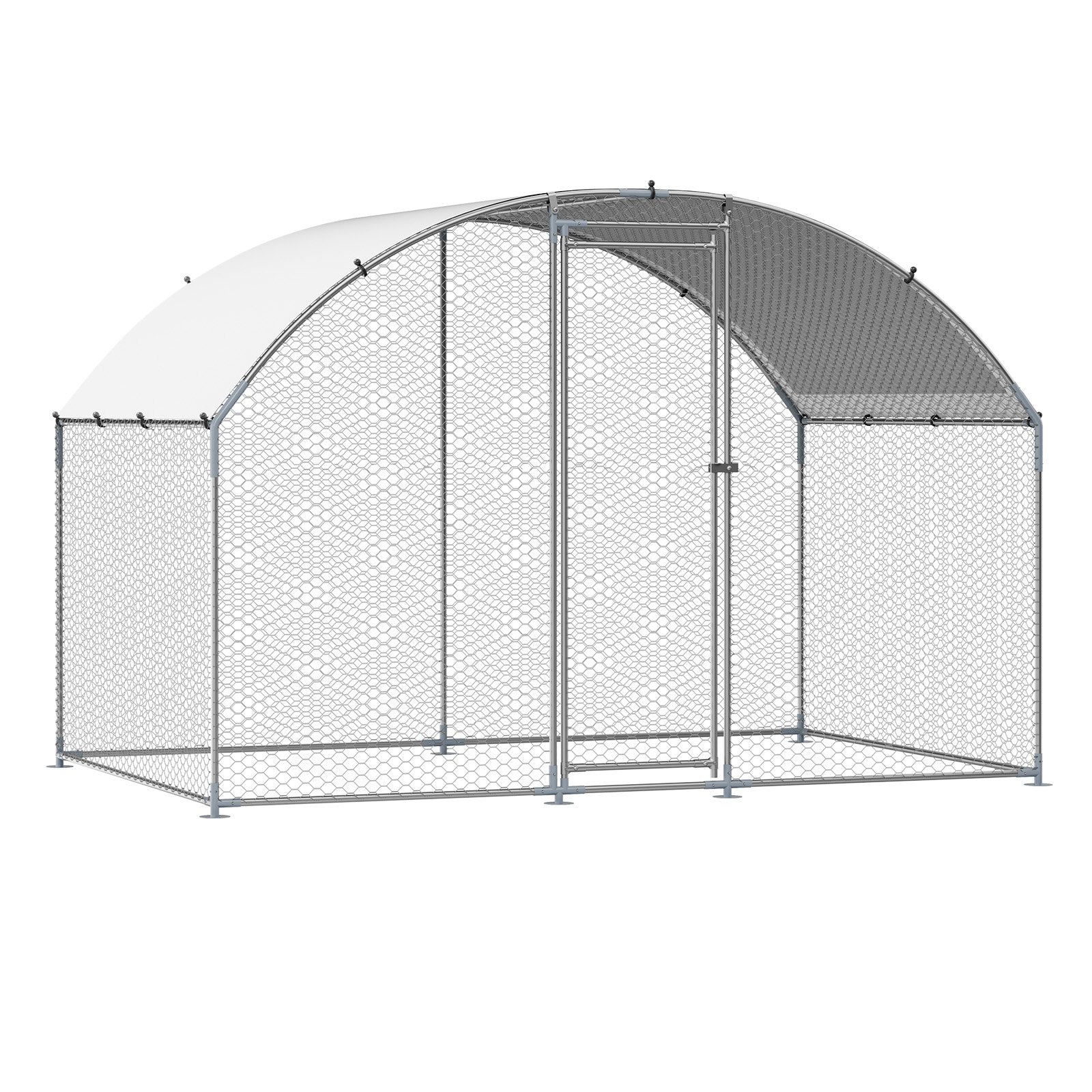 Metal Chicken Coop, 9.8x6.5x6.5ft Large Walk-in Chicken Runs with Cover, Doom Roof Hen House Enclosure with Security Lock, Outdoor Duck Rabbit Cage Poultry Pen for Backyard, Farm, Yard - Image 9