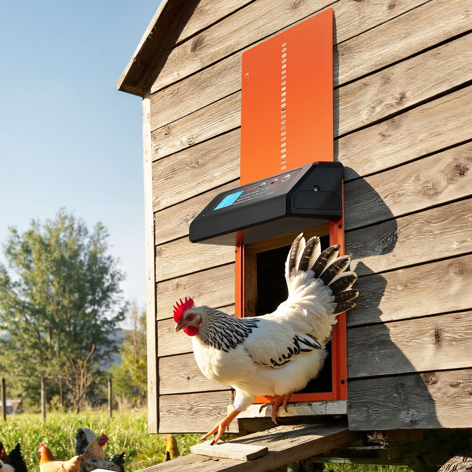 Automatic Chicken Coop Door, Battery Powered Chicken Coop Door with Timer & Manual Setting, Anti-Pinch Security, Durable Aluminum Alloy, Chick Run Gate Opener with Waterproof Sealing, Orange - Image 8
