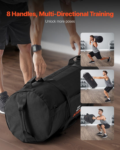 Workout Sandbag, Heavy Duty Workout Power Bags with Handles, 23-56 kg Adjustable Slam Bag for Fitness Strength Weight Training Cross-Training, Home Gym Exercise, Black (Unfilled) - Image 6