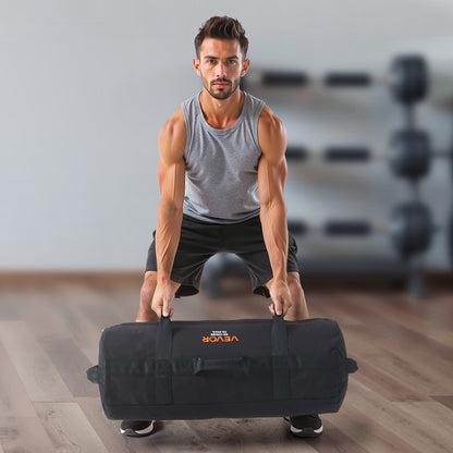Workout Sandbag, Heavy Duty Workout Power Bags with Handles, 23-56 kg Adjustable Slam Bag for Fitness Strength Weight Training Cross-Training, Home Gym Exercise, Black (Unfilled) - Image 8