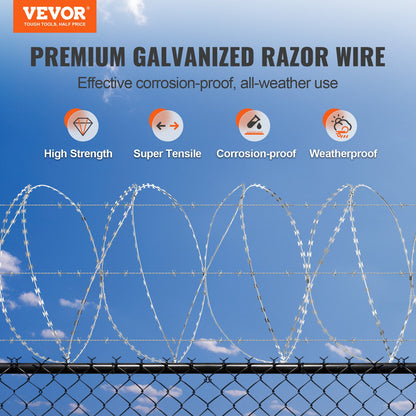 Razor Wire Razor Barbed Wire 147ft 3Rolls Razor Wire Fencing Double Spiral - Image 2