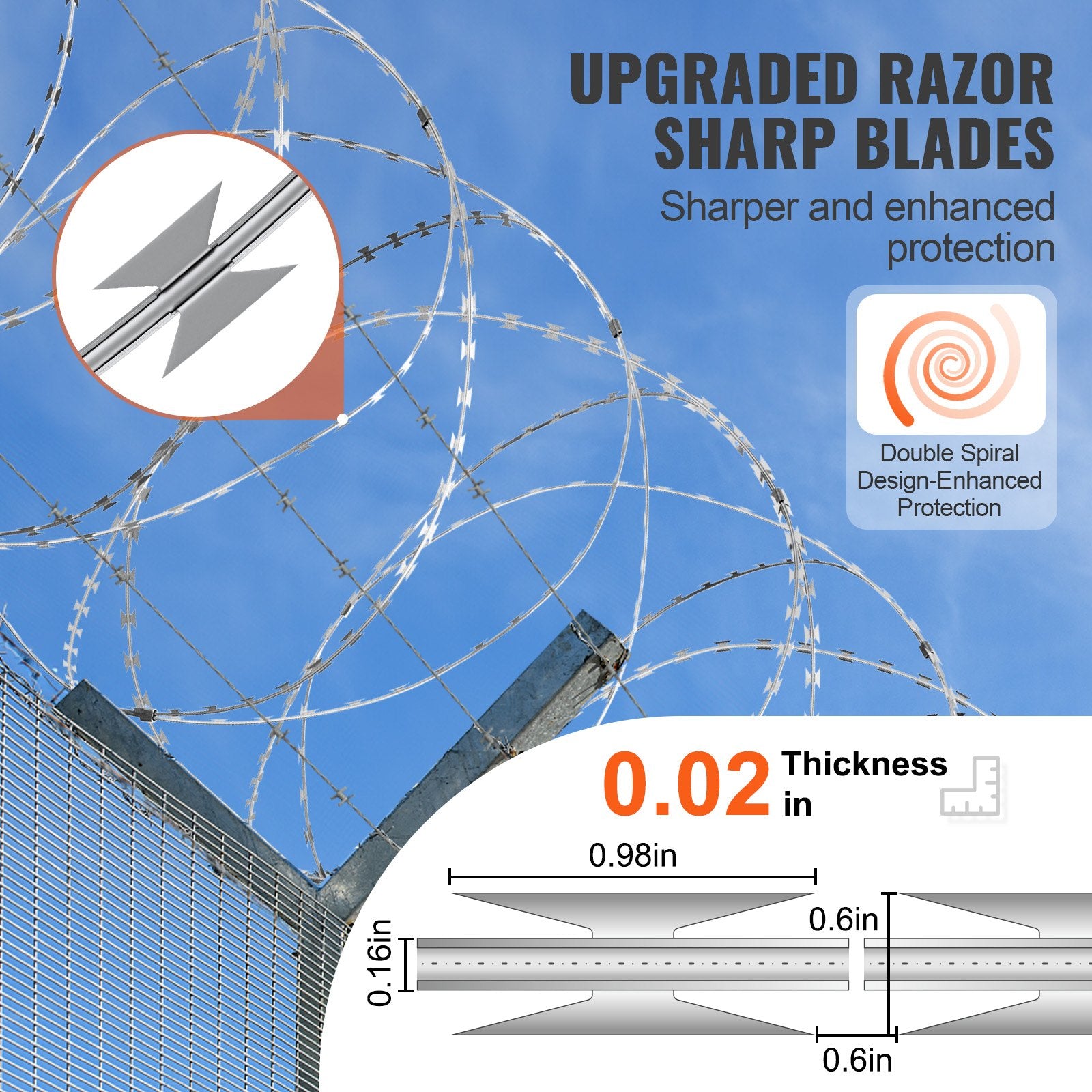 Razor Wire Razor Barbed Wire 147ft 3Rolls Razor Wire Fencing Double Spiral - Image 3