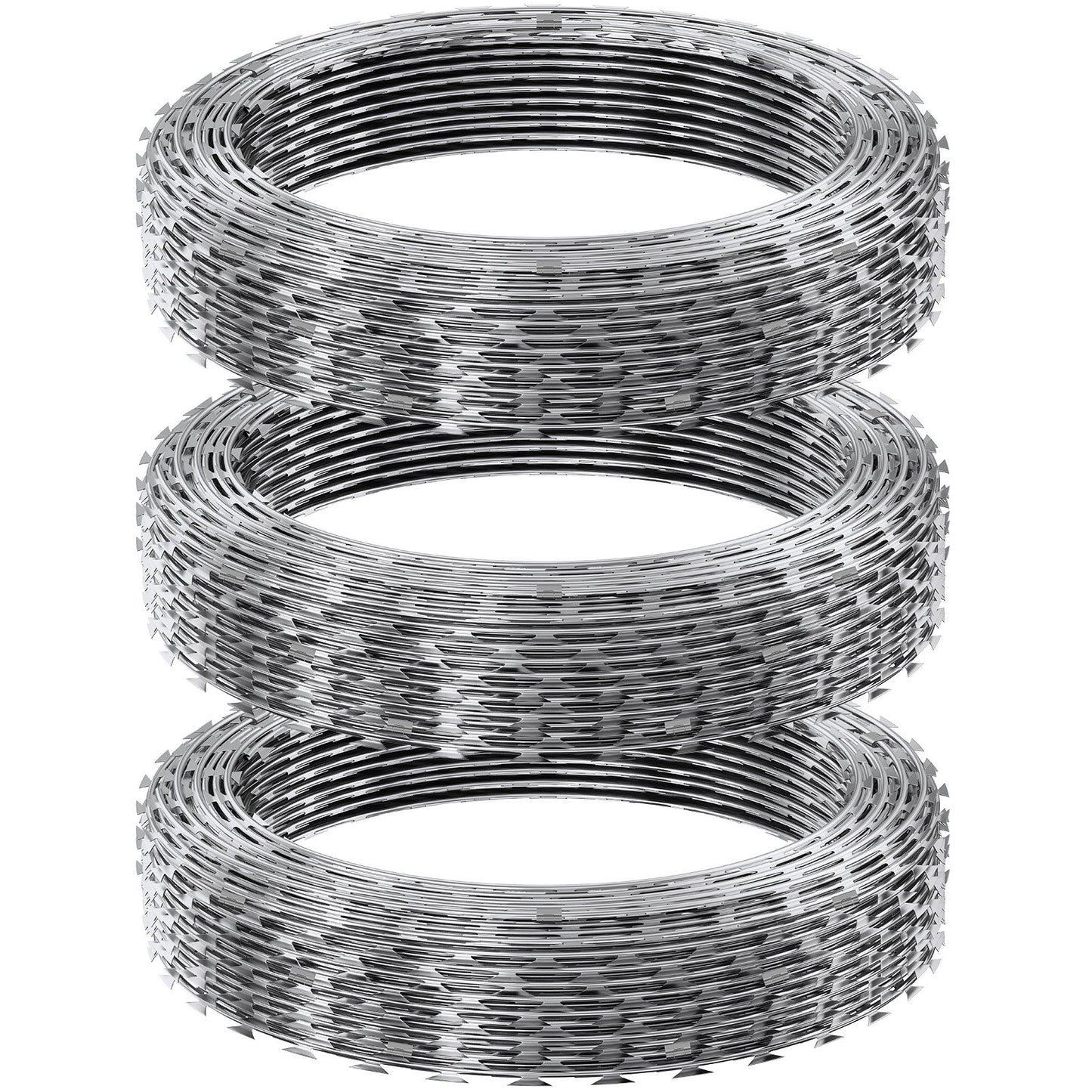 Razor Wire Razor Barbed Wire 147ft 3Rolls Razor Wire Fencing Double Spiral - Image 9