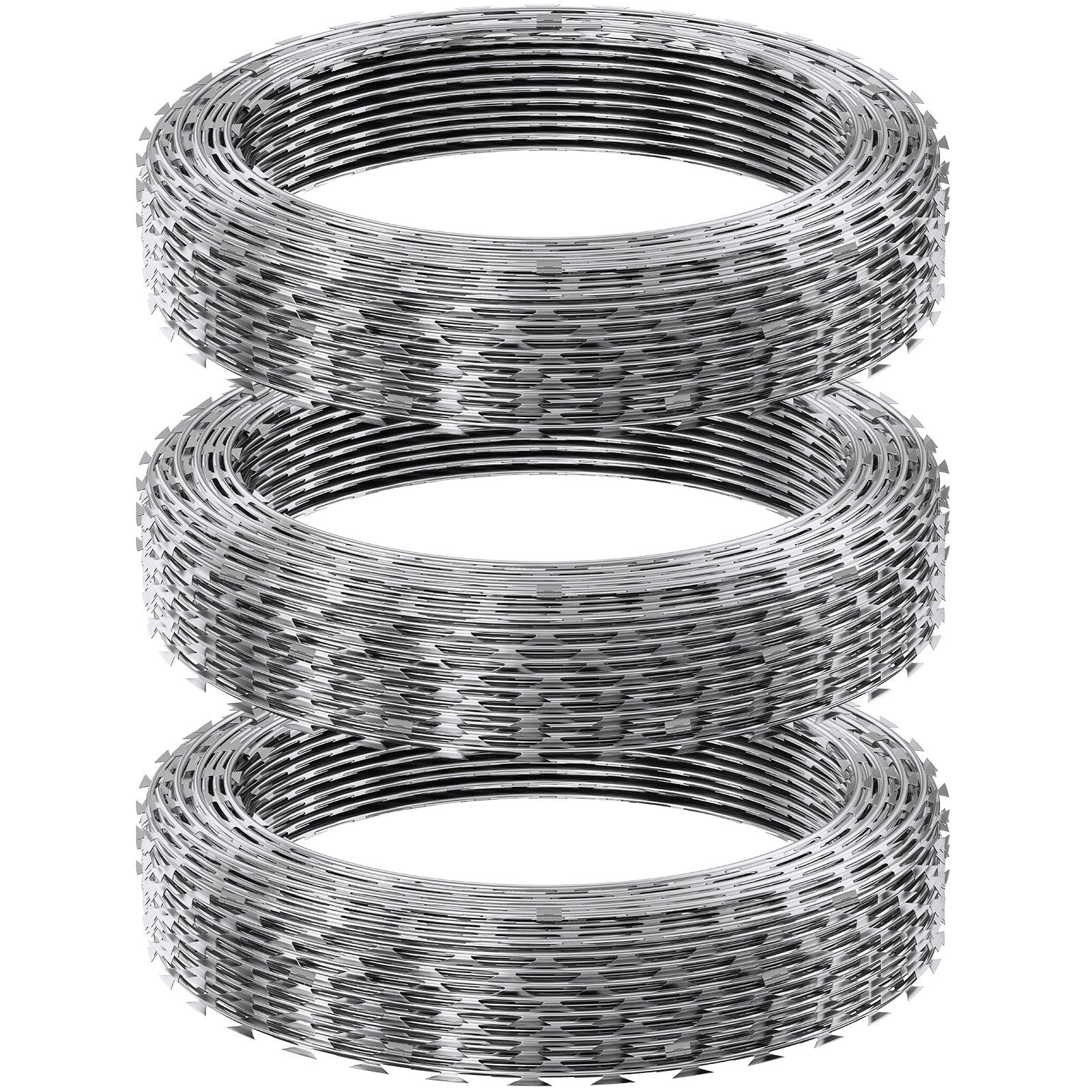 Razor Wire Razor Barbed Wire 147ft 3Rolls Razor Wire Fencing Double Spiral - Image 9