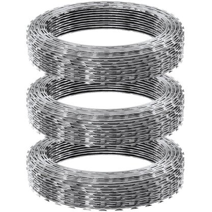Razor Wire Razor Barbed Wire 147ft 3Rolls Razor Wire Fencing Double Spiral - Image 9