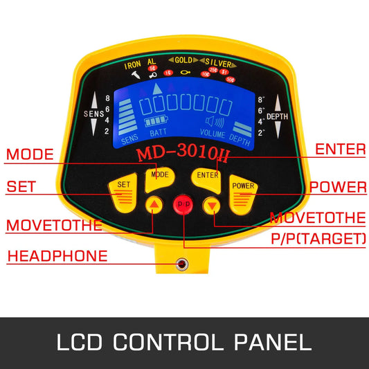 Metal Detector Waterproof Disc Metal detectors Underwater Underground high Accuracy LCD Display Metal Detector for Adults and Children Headphone Automatic Detector (Yellow 3010) - Image 3