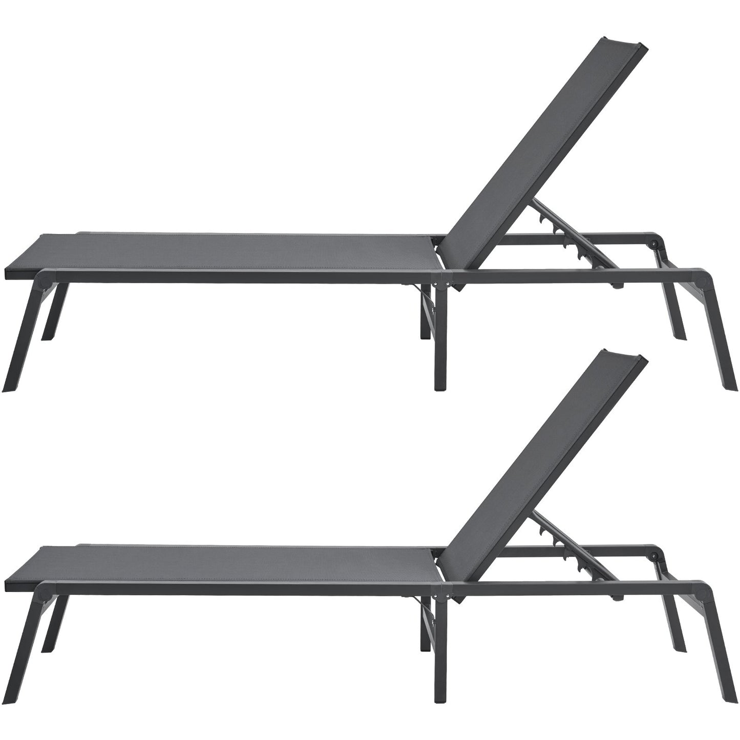 Chaise Lounge Chair Outdoor Patio Lounge Chair Adjustable 5-Position 2 pcs